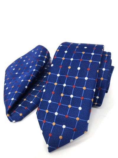 Zestaw krawat i pochetka - W kolorowe kropki 