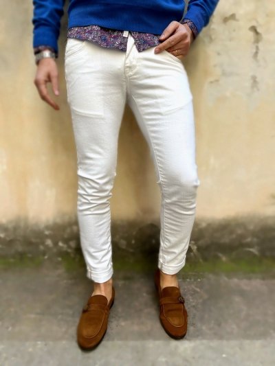 Spodnie jeansowe, męskie - Białe - KeyJey