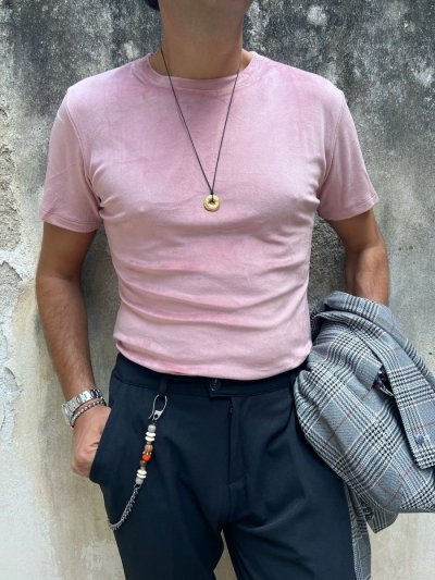 Koszulka męska, kolor różowy - Krótki rękaw 