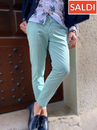 Spodnie męskie - Chino - Zielone Tiffani - Paul Miranda- Made in Italy