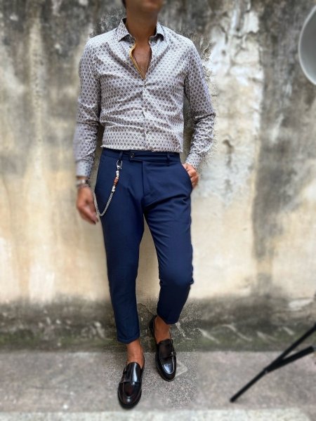 Pantaloni uomo - Cropped - Blu - Pantaloni economici - Abbigliamento uomo online - Gogolfun.it
