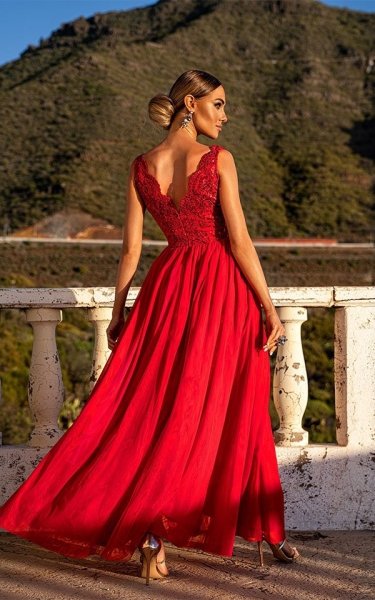 Vestito rosso lungo - Vestito rosso elegante - Vestiti ...