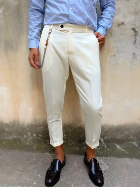 Spodnie męskie – cropped – kolor biały - sklep online - Gogolfun.pl