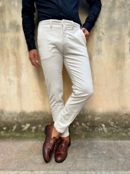 Paul Miranda - Pantaloni in velluto - Pantaloni velluto bianco - Gogolfun.it