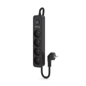 Urządzenie zasilające zabezpieczające KERG z wyłącznikiem 4 gniazda czarne 5m 16A H05VV-F 3x1,5mm2