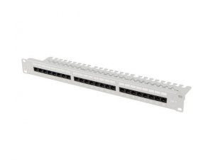 Patch panel Lanberg 24 port 1U 19&quot; kat.6 UTP z organizerem kablowym szary