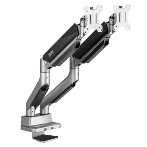 Uchwyt biurkowy na dwa monitory Ergo Office ER-446 uniwersalny, sprężyna gazowa 17&quot;-35&quot; 15kg, VESA 75x75 / 100x100