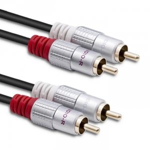 Kabel Qoltec 2xRCA męski / 2xRCA męski | 2m | Czarny