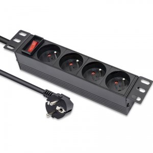 Listwa zasilająca Qoltec PDU do RACK 10&quot; | 1U | 16A | 4xFRENCH | 1.8m