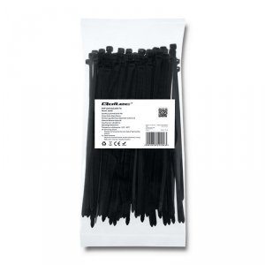 Opaska zaciskowa Qoltec | 4.8*200 | 100szt | nylon UV | Czarna