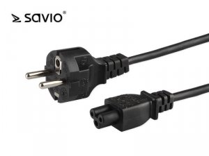 Kabel zasilający Savio CL-67 do notebooka &quot;koniczynka&quot;