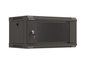 Szafa instalacyjna Rack wisząca 19&quot; 4U 540x350 czarna Drzwi przeszklone Lanberg (flat pack)