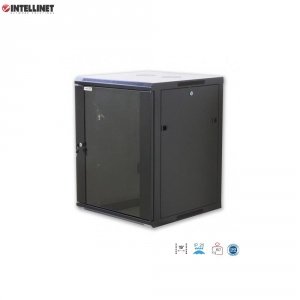 Szafa wisząca, zmontowana Intellinet 15U, 600x600, Rack 19&quot;, szklane drzwi, czarna