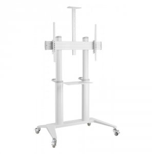 Stojak mobilny Techly 70&quot;-120&quot;, 140kg z półką, biały
