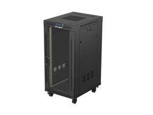 Szafa instalacyjna Rack Stojąca Lanberg 19" 24U 600x800 czarna drzwi przeszklone LCD (Flat Pack) v2