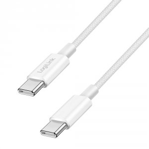 Kabel USB 2.0 LogiLink CU0341 USB-C - USB-C, M/M, 480 Mb/s, 60 W, biały, 1m