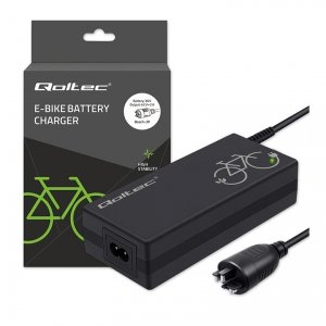 OUTLET: Ładowarka Qoltec do roweru elektrycznego 36V | 42V | 2A | wtyczka Bosch 3Pin +kabel zasilający - OTW OPAK