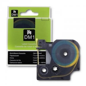 Rurka termokurczliwa Qoltec do drukarek DYMO D1 / DM1 | 12mm*1.5m | Żółta | Czarny nadruk