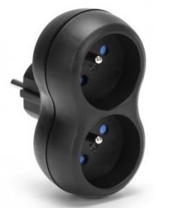 OUTLET: Rozgałęźnik sieciowy MONTIS MT149-BK podwójny czarny - OTW OPAK