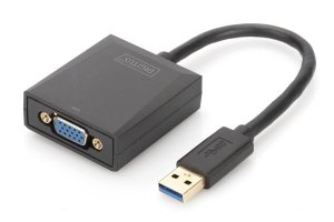 OUTLET: Kabel adapter DIGITUS VGA 1080p FHD na USB 3.0 aluminiowy - OTW OPAK