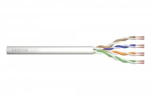 Kabel teleinformatyczny patchcordowy DIGITUS kat.5e, U/UTP, linka, AWG 26/7, PVC, 100m, szary, karton