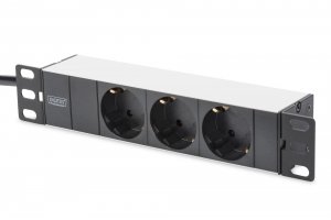 Listwa zasilająca DIGITUS do szaf 10&quot; RACK 3xSchuko, 2m 1xSchuko, 16A, aluminiowa