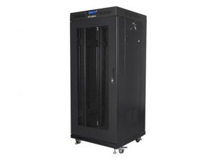 Szafa instalacyjna Rack stojąca 19&quot; 27U 600x600 czarna drzwi perforowane LCD Lanberg (flat pack)