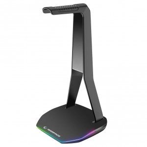 Stojak na słuchawki Rampage TowerT14 gamingowy RGB + HUB 2x USB-A, USB-C, czarny