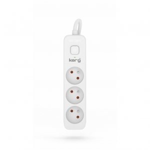 Przedłużacz KERG z wyłącznikiem M02375 3-gniazdowy 1,5m 3×1,0mm2 H05VV-F 10A/250V biały