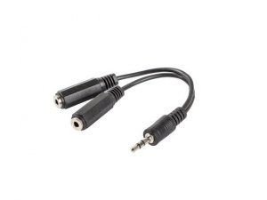 Kabel adapter Lanberg Minijack 3,5mm (M) -&gt; 2x Minijack 3,5mm (F) 0,1m czarny
