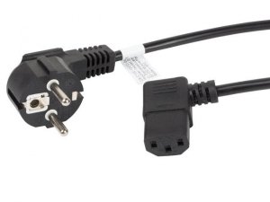 Kabel zasilający Lanberg CEE 7/7 -&gt; IEC 320 C13 kątowy 1,8m VDE czarny