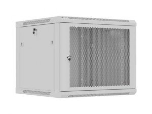 Szafa instalacyjna Rack 19" Lanberg 9U 600x600 wisząca szara drzwi perforowane (flat pack)