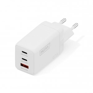 Ładowarka sieciowa DIGITUS GaN II 67W, 2x USB-C, 1x USB-A, PD 3.0, QC 3.0, biała