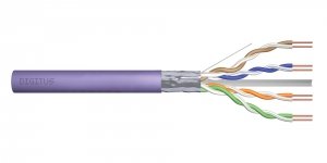 Kabel teleinformatyczny instalacyjny DIGITUS kat.6, F/UTP, Dca, drut, AWG 23/1, LSOH, 50m, fioletowy, ofoliowany