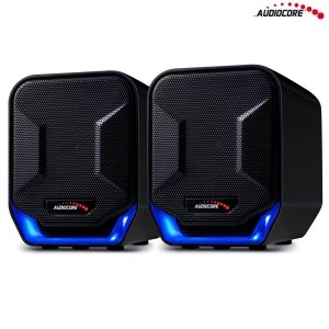 OUTLET: Głośniki Audiocore AC865B komputerowe 6W USB Blue&amp;Black - OTW OPAK