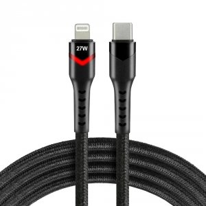 Kabel USB-C -&gt; Lightning everActive CBB-1CIR 1m 27W RGB LED czarny