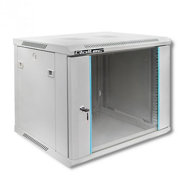 Szafa RACK Qoltec 19&amp;quot; | 9U | 600x500x450 | Szara | Wisząca