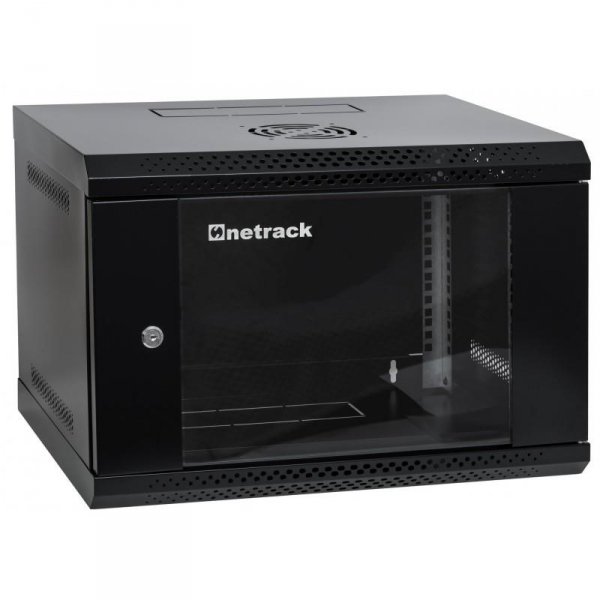 Szafa wisząca RACK 19&amp;quot; 6U, 400mm, Netrack ECO-Line, czarna, drzwi przeszklone