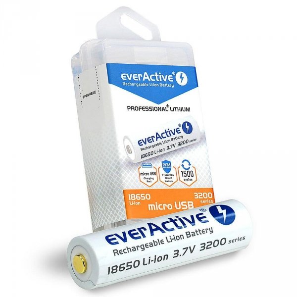 Akumulatorek 18650 everActive 3,7V Li-ion 3200mAh micro USB