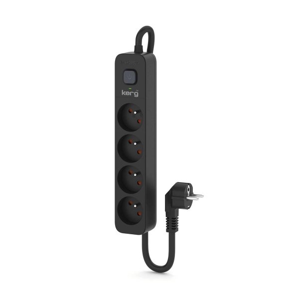Urządzenie zasilające zabezpieczające KERG z wyłącznikiem 4 gniazda czarne 5m 16A H05VV-F 3x1,5mm2