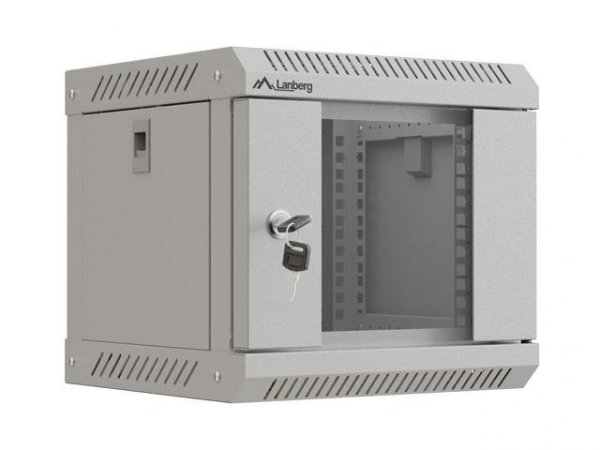 Szafa instacyjna Rack Lanberg Wisząca 10&amp;quot; 4U 300x300 Drzwi Przeszkolone (flat pack) Szara