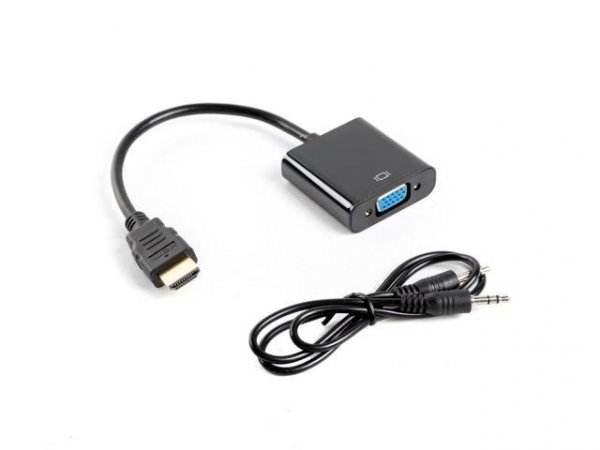 Kabel adapter Lanberg AD-0017-BK HDMI-A (M) -&amp;gt; VGA (F) + Audio czarny