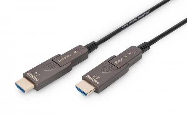 Kabel DIGITUS połączeniowy hybrydowy AOC HDMI 2.0 Premium High Speed Ethernet 4K60Hz UHD HDMI D/A HDMI D/A M/M czarny 30m
