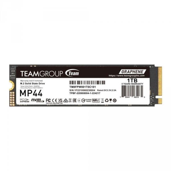 Team Group Dysk SSD  MP44 1TB M.2 PCIe NVMe Gen4 x4 2280 (7400/6500)
