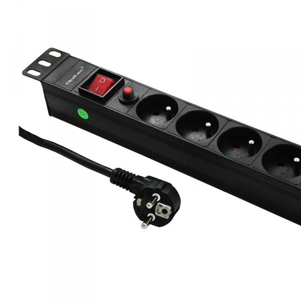 Listwa zasilająca Qoltec do RACK 19&amp;quot; 1U 16A PDU CB 8xSCHUKO 2m