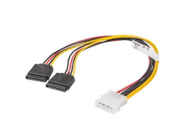 Kabel zasilający Lanberg Molex(M) -&amp;gt; 2x SATA(F) 0,3m