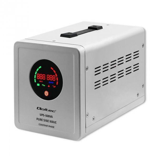 Zasilacz awaryjny Qoltec UPS 500VA/350W | Przetwornica 12/230V z AVR