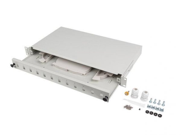 Przełącznica światłowodowa Lanberg 12xSC simplex / 12xLC duplex Rack 19&amp;quot; 1U szara+ akcesoria