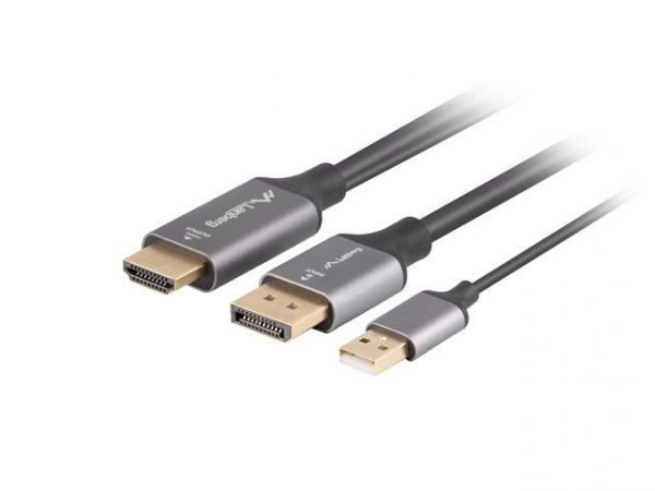 Kabel adapter Lanberg HDMI (M) -&amp;gt; Displayport (M) 1M 4K czarny