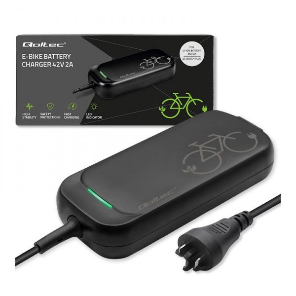 Ładowarka Qoltec do roweru Bosch 36V | 42V | 2A | Bosch plug | wodoodporna + kabel zasilający